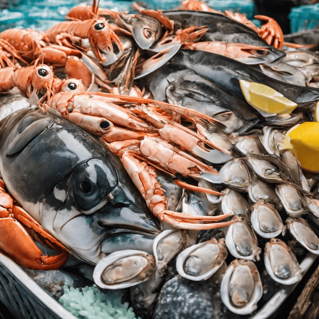  Fresh Seafood Selection of Shrimp, Crab, and Scallops for Seafood Tango