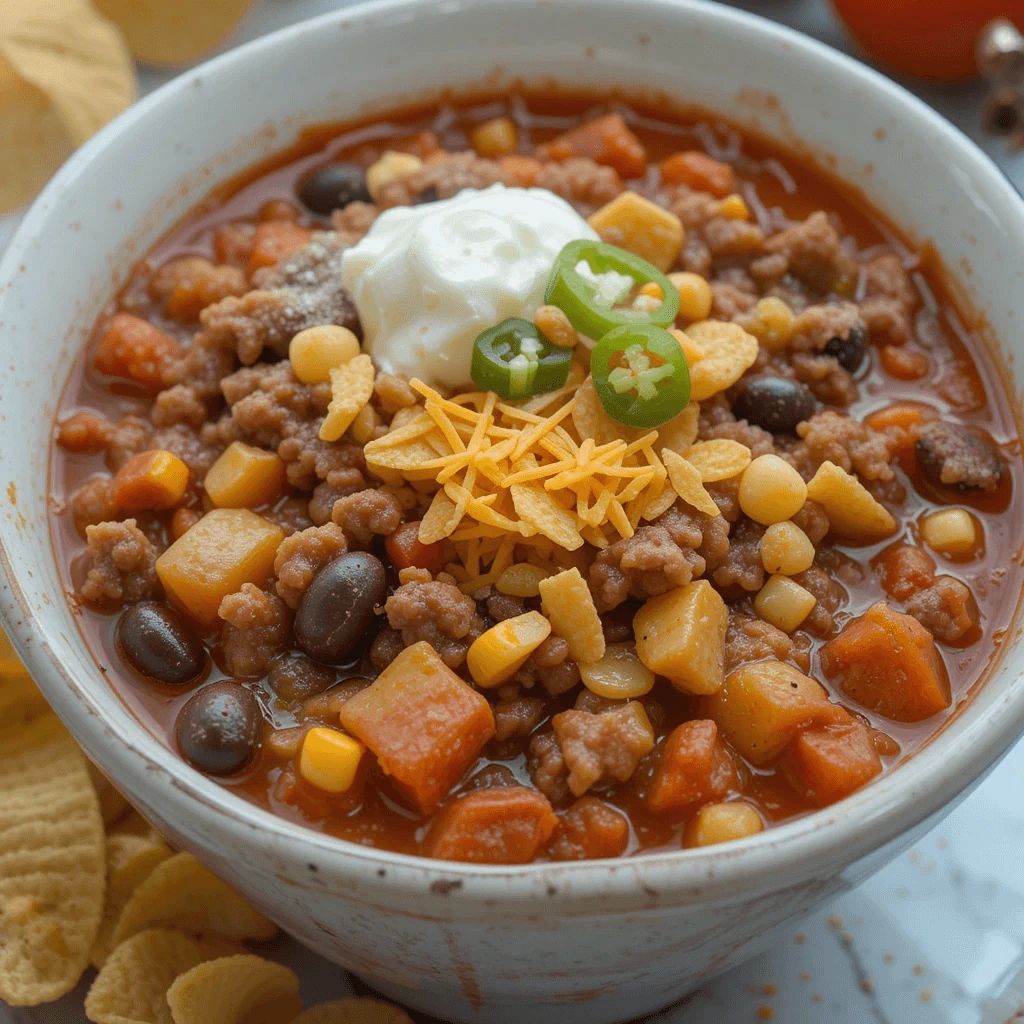 Taco Soup Fritos Recipe served with crunchy Fritos chips