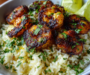 Fluffy Cilantro Lime Rice Paired With Blackened Shrimp